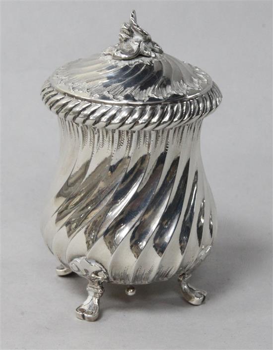 A French white metal wrythen fluted pepper / salt mill.